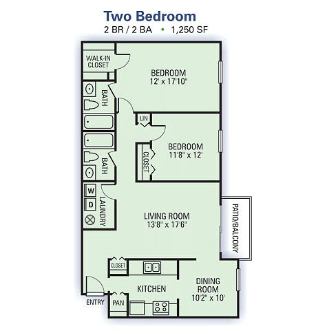 Floor Plan  Willow Lake Apartments - 2 Bedroom Floor Plan