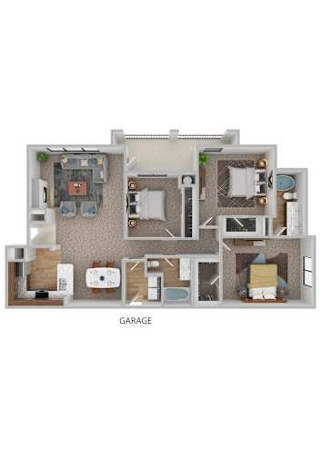 Floor Plan  A floor plan of a house with a labeled garage.