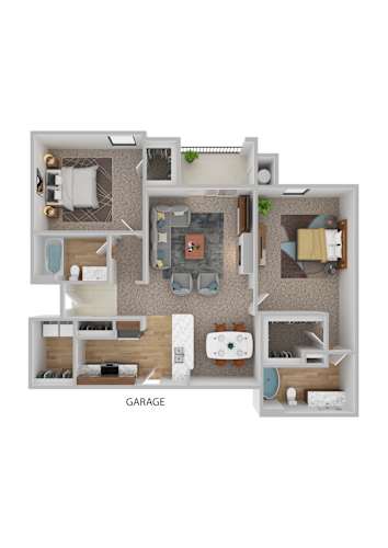 Floor Plan  A floor plan of a house with a garage.