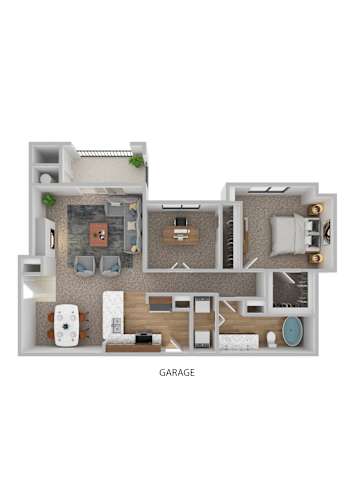 Floor Plan  A floor plan of a house with a garage.