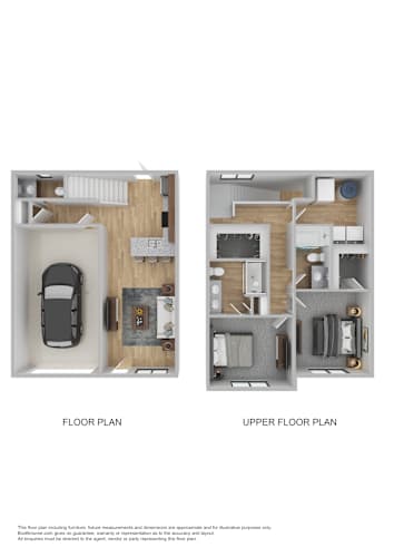 Floor Plan  Two images showing the floor plan and upper floor plan of a property.