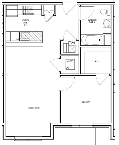 Floor Plan  1 Bedroom Type A