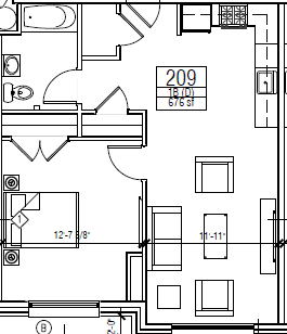 Floor Plan  1 Bedroom - Type A