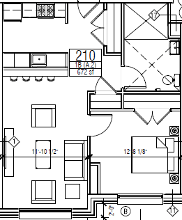 Floor Plan  1 Bedroom - Type B
