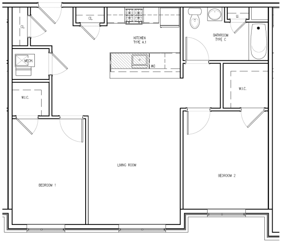 Floor Plan  2 Bedroom - Type B
