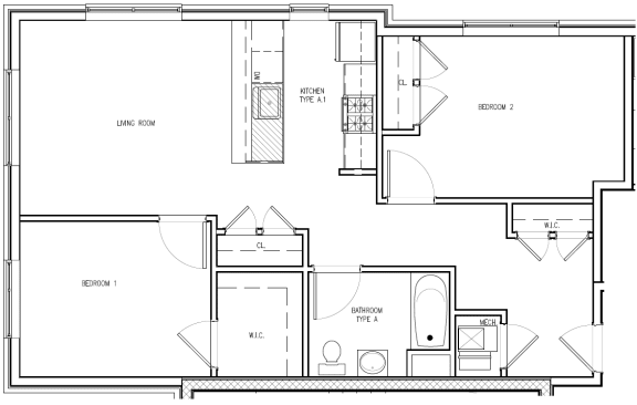 Floor Plan  2 Bedroom - Type C