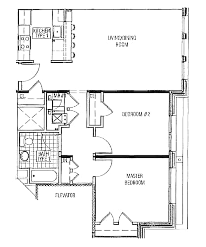 Floor Plan  2 Bedroom - 1 Bathroom