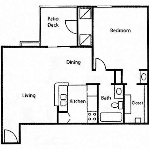 Floor Plan  1 bed 1 bath D at Brook Meadow Village Apartments , Austin, TX