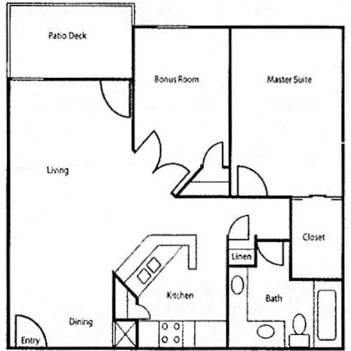 Floor Plan  2 bed 1 bath at Brook Meadow Village Apartments , Austin, 78758