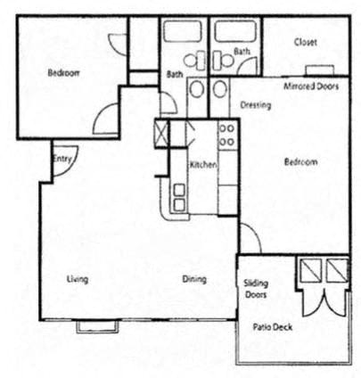 Floor Plan  2 bed 2 bath at Brook Meadow Village Apartments , Austin, Texas