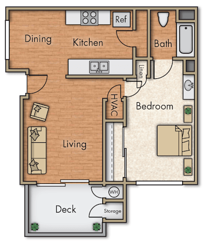 Floor Plan  Brookside Crossing | 1 Bedroom