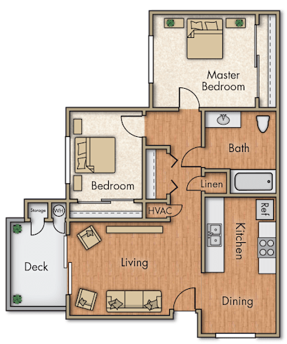 Floor Plan  Brookside Crossing | 2 Bedroom