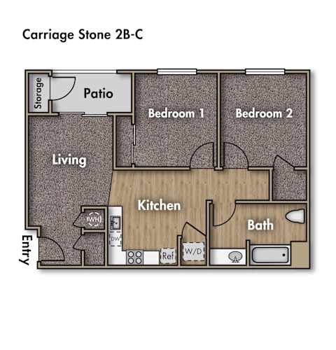Floor Plan  2 bedroom 2 bathroom floor plan. 717 square feet