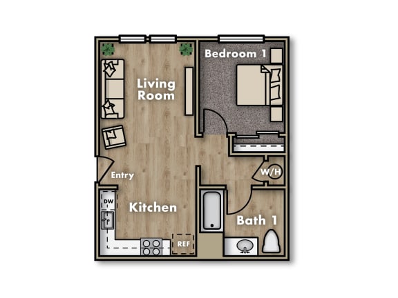 Floor Plan  Terracina at the Dunes 1-bedroom floor plan
