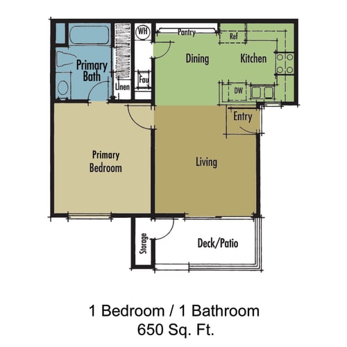 Floor Plan  Terracina at Reno 1 bedroom floor plan, 650 square feet