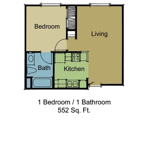 Floor Plan  Vintage Hills 1-bedroom apartment 550 sq ft