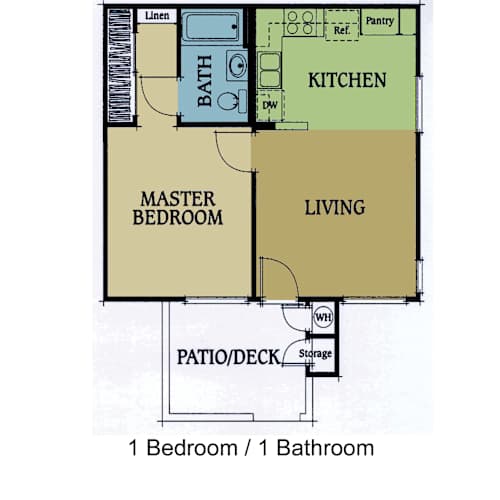 Floor Plan  The Reserve at Napa, Napa, CA 1 bedroom 2D floorplan