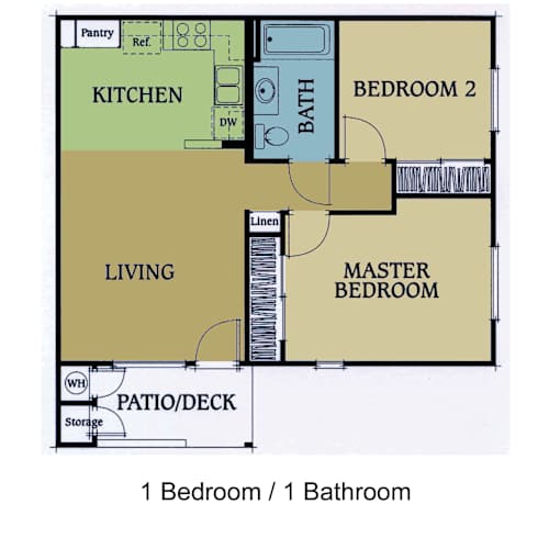 Floor Plan  The Reserve at Napa, Napa, CA 2 bedroom 1 bathroom 2D floorplan
