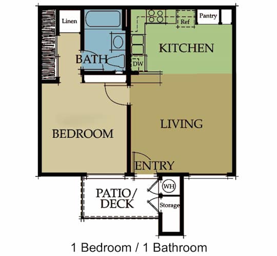 Floor Plan  Vintage Woods, Fair Oaks, CA, 1 bedroom 2D floorplan