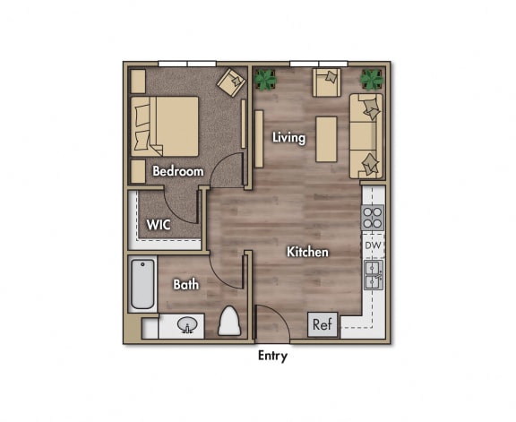 Floor Plan  1 bedroom 1 bathroom floor plan. 521 square feet