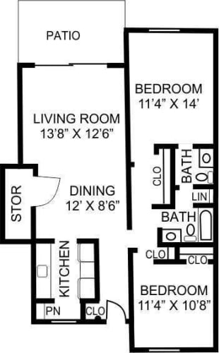 Floor Plan  2/1.5 Floor Plan B