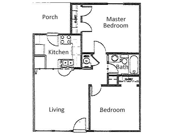 Floor Plan  2 Bed  1 Bath