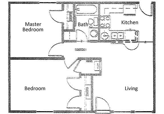 Floor Plan  2 Bed  1 Bath
