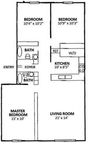 Floor Plan  3 Bedroom / 2 Bath