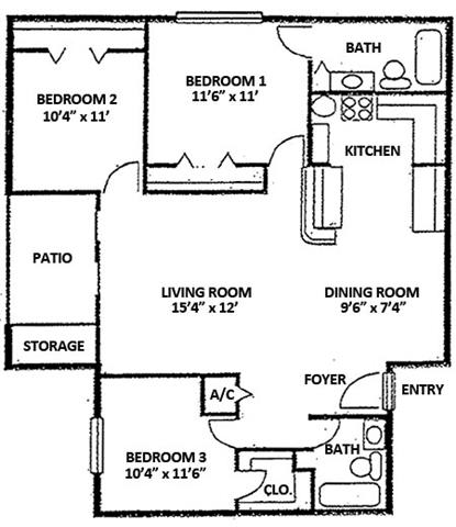 Floor Plan  3 Bed 2 Bath