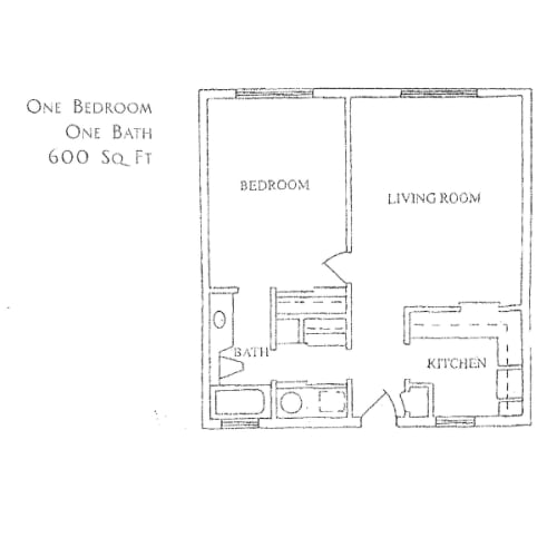 Floor Plan  the floor plan of one bedroom one bath 6000 sq ft