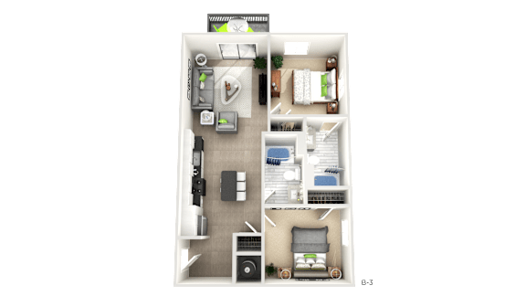 Floor Plan  Two Bedroom Floor Plan  at Apex Apartments, Arlington, VA, 22206