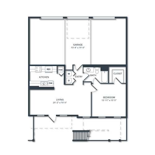 Floor Plan  Floor plan of a 1 bedroom 1 bathroom unit