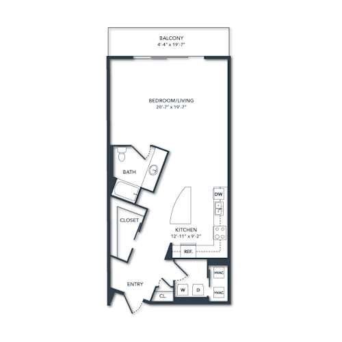 Floor Plan  a floor plan of a unit with a bedroom and a bathroom