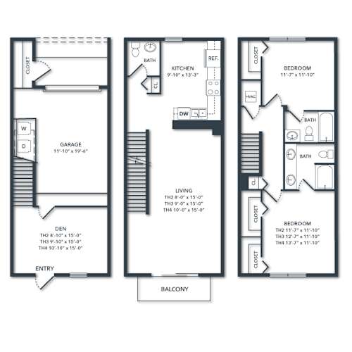 Floor Plan  three different floor plans of a house with different bedrooms
