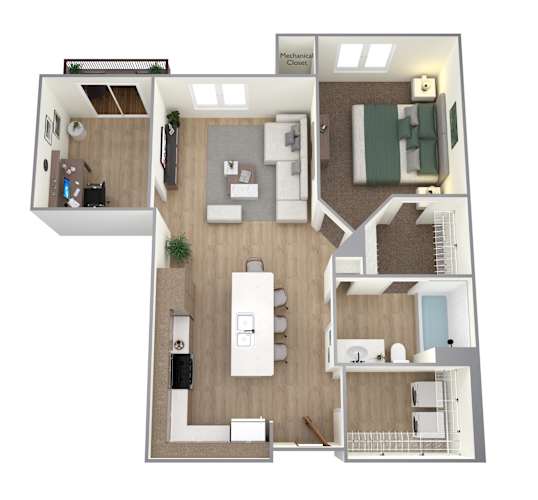 Floor Plan  1 Bed 1 Bath Floor Plan A at Bella Rose Apartments, Wiscosin
