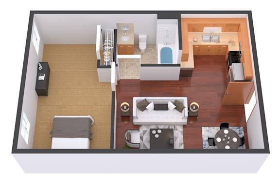 Floor Plan  1 Bedroom 1 Bath Floor Plan at Warehouse Apartments, North Dakota