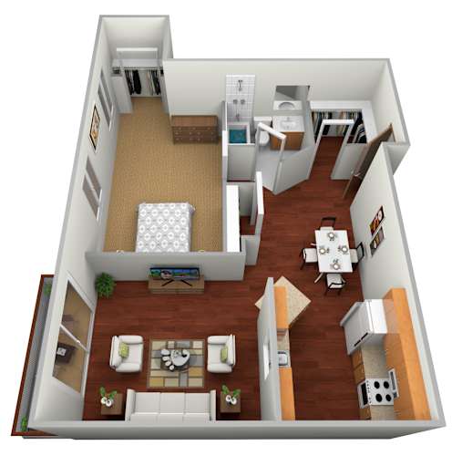 Floor Plan  1 Bed 1 Bath Floor Plan at Dock 9 Apartments, Fargo