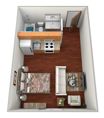 Floor Plan  Studio 1 bath at Bluemont Village Apartments, North Dakota