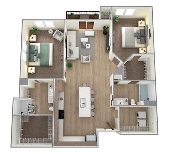 Floor Plan  1 Bed 1 Bath Floor Plan B at Bella Rose Apartments, Hudson, WI, 54016