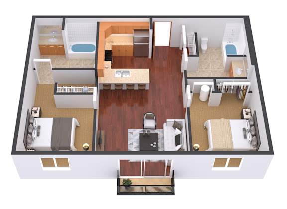 Floor Plan  2 Bedroom 2 Bath Floor Plan at Urban Crossing Apartments, Fargo