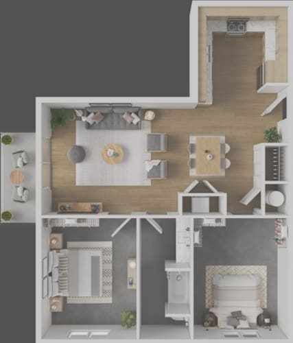 Floor Plan  2 Bed 1 Bath Floor Plan at Cypress Court Apartments, Baxter, MN