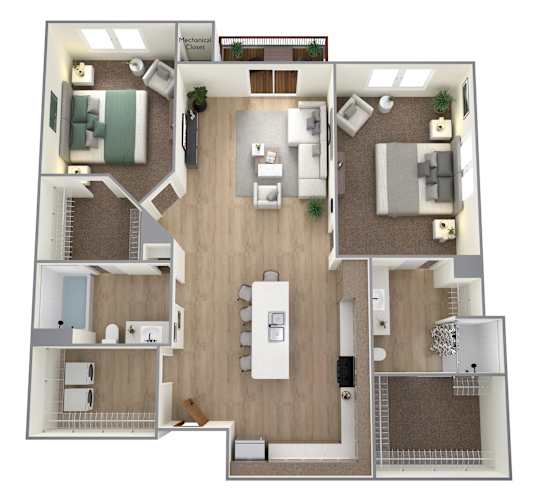 Floor Plan  2 bed 2 bath at Bella Rose Apartments, Hudson, Wiscosin