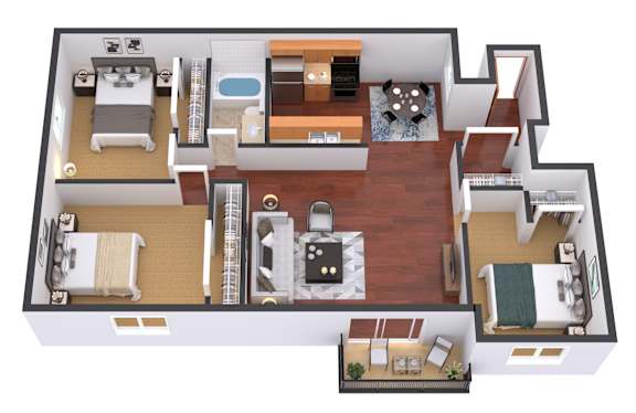 Floor Plan  3 Bed 1 Bath Floor Plan View at Covington Place Apartments, St Cloud, 56301