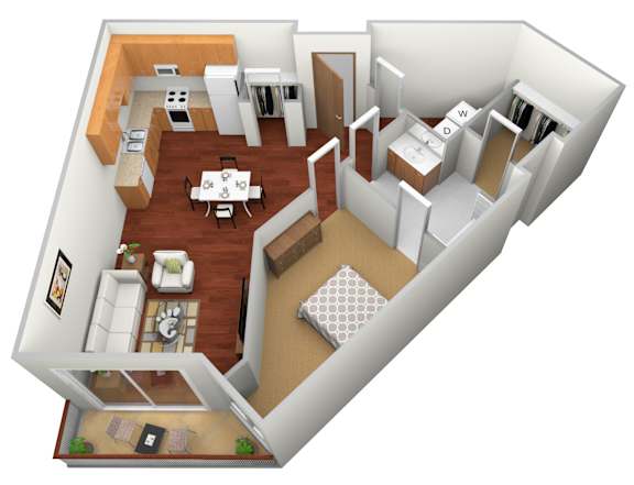 Floor Plan  1 Bed 1 Bath Floor Plan at Osgood Place Apartments, Fargo, 58104