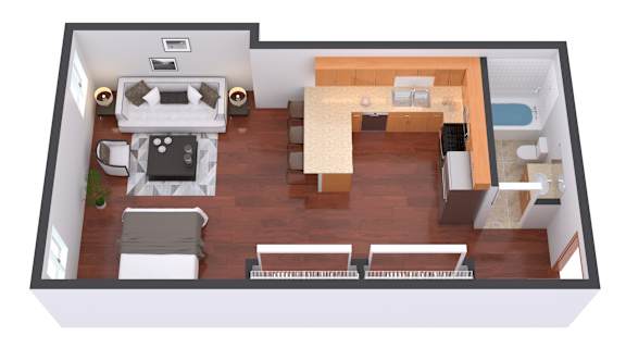 Floor Plan  1 Bedroom Floor Plan at Warehouse Apartments, North Dakota, 58102