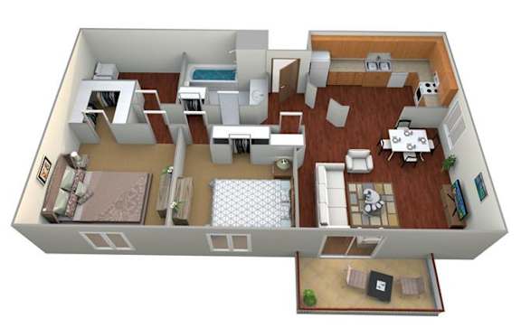 Floor Plan  2 Bed 1 Bath Floor Plan at Bluemont Village Apartments, Fargo, North Dakota