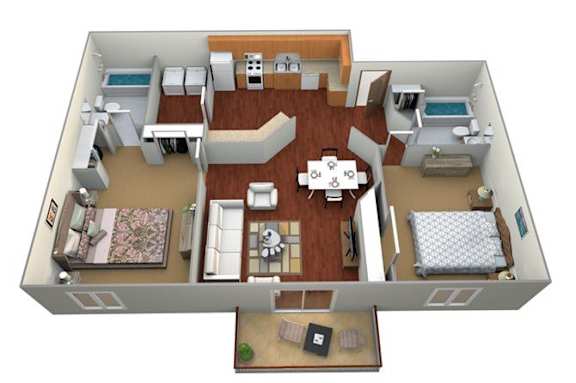 Floor Plan  2 Bed 2 Bath Floor Plan at Bluemont Village Apartments, Fargo