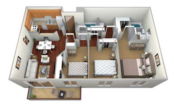 Floor Plan  3 Bed 2 Bath Floor Plan at Bluemont Village Apartments, North Dakota