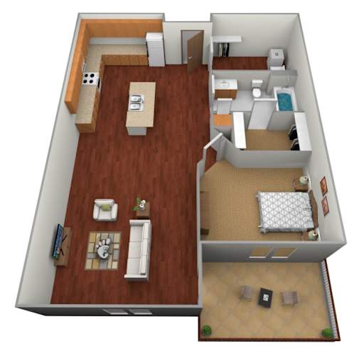 Floor Plan  1 bedroom, 1 bathroom
