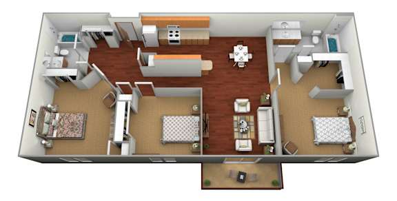 Floor Plan  a floor plan of a one bedroom apartment  at Northridge Apartments, Minnesota, 55063